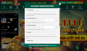 Biểu mẫu điền thông tin đăng ký tài khoản Ok365